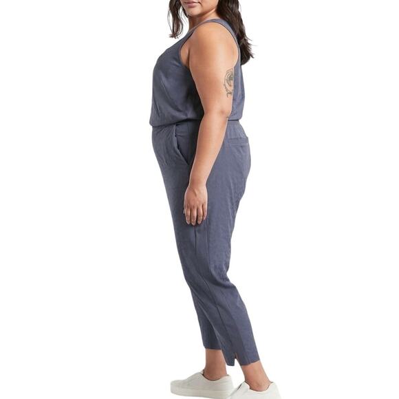 Athleta Brooklyn Textured Jumpsuit Medieval Violet Women's Size 24 New With Tags - Picture 3 of 13